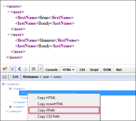 Firebug and XML